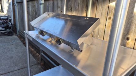Stainless shelf wit hooks/holders
