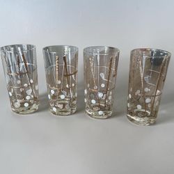 George Briard Vintage Mid-Century Modern 22K Gold Golf Theme Glasses – Set of 4