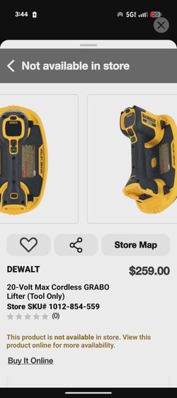DEWALT 20V MAX Cordless GRABO Lifter – New (No Box)