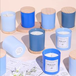 12Pcs Assorted Blue Candle Jars, 10oz Glass Candle Containers