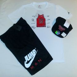 Jordan Boys Youth 3pc Short & Tee Set With Cap - XL 
