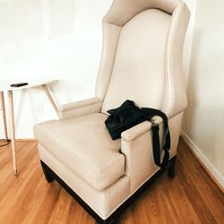 Global Views Designer High-Back Wing Chair – Cream Upholstery