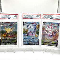 PSA10 Leafeon Vmax, Glaceon Vmax, Sylveon Vmax (sequential)