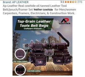 NEW AP LEATHER REAL COWHIDE OIL TANNED LEATHER TOOL BELT POUCH FRAMER SET