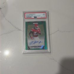 Kareem Hunt Rookie Auto Green Psa 9