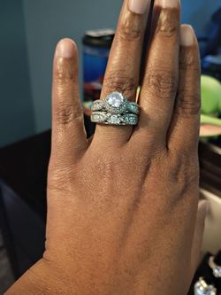 Silver Stacked Ring Set with CZ Stones size 8