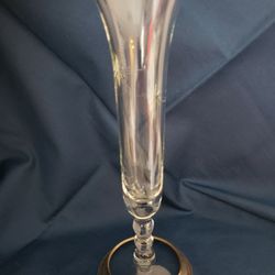 Etched Glass Vase with Sterling Silver Base