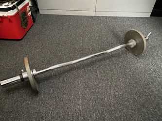 Old school steel barbell