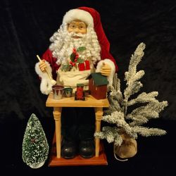 22" Tall Decorative Tabletop Santa At His Toy Shop