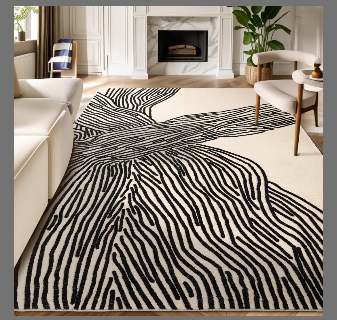 5×8 Ft Area Rugs, Abstract Washable Rug, 