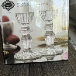 Godinger Candle Holders, Candle Stick Pair, Candle Stick, Tableware Decor, 4 Inches, Atlantic Collection