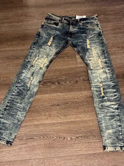 Distressed Acid Wash Slim Jeans