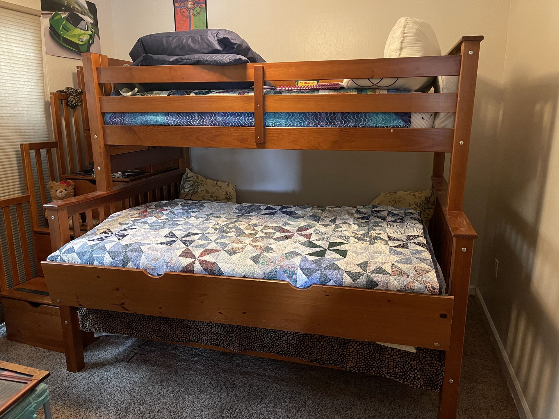 Solid Wood Bunk Beds W/Trundle!