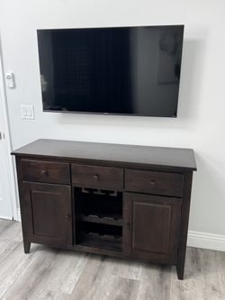 Wood Buffet Table & Wine Holder