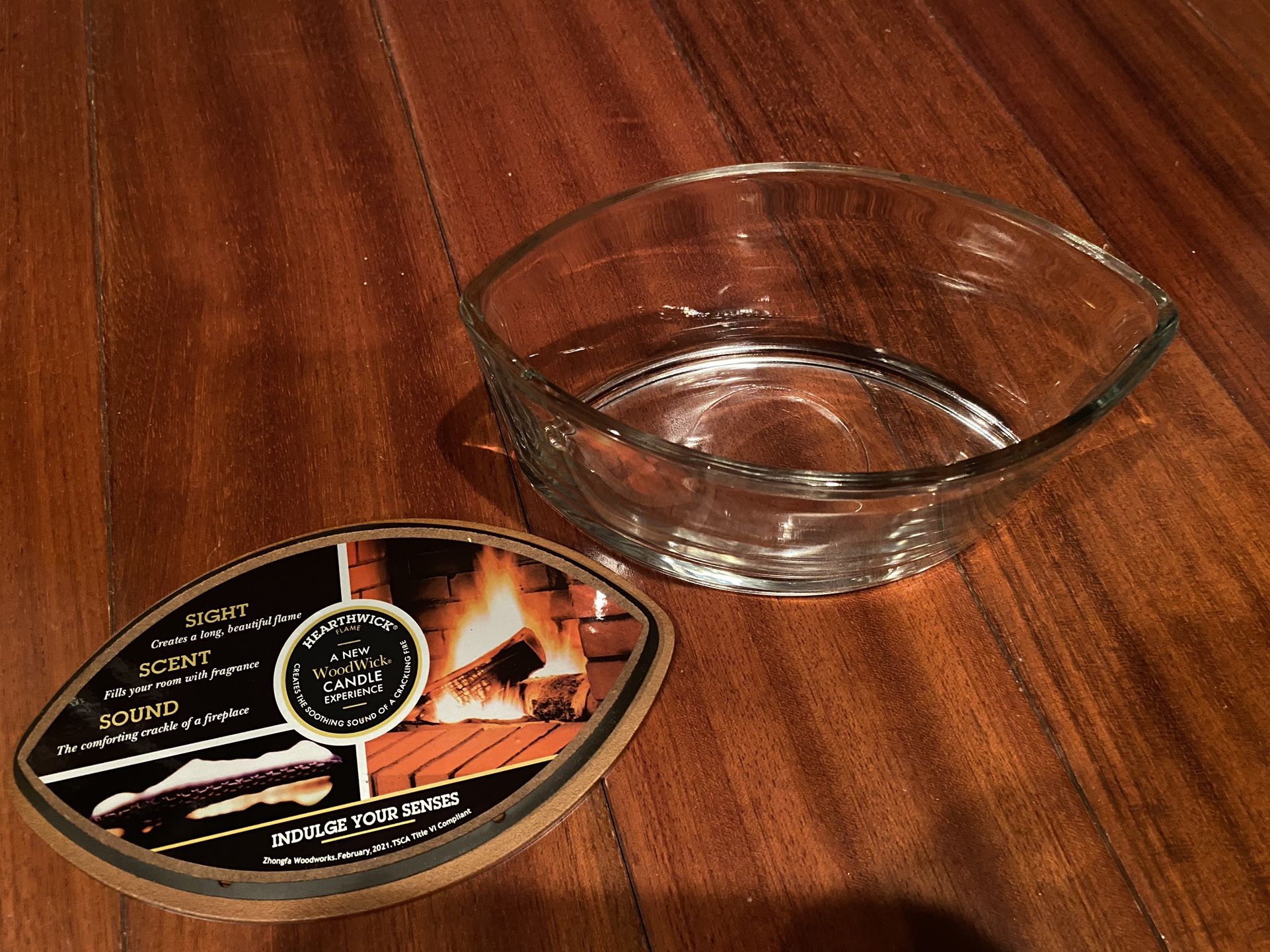 Empty Eye-Shaped Woodwick Candle Glass Containers w/Lid (12 available)