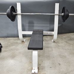 Bench Press Bench  with Olympic Bar & Weights