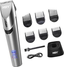 MRY Cordless Hair Clippers for Barber Clippers Professional Waterproof LCD Hair Clippers Stainless Steel Blade USB Rechargeable for Men Women Hair Cut