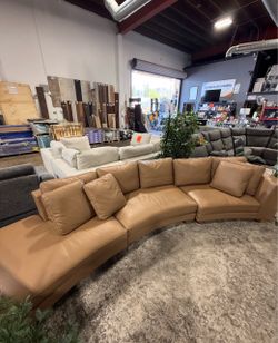 New Real leather 😍sectional couch with metal foot