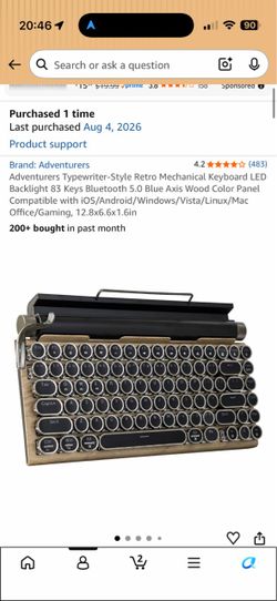 Typewriter style keyboard