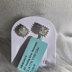 2.18CTW Moissanite Stud Earrings – VVS D Color – Sterling Silver