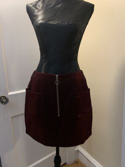 Burgundy Skirt with Front Zipper