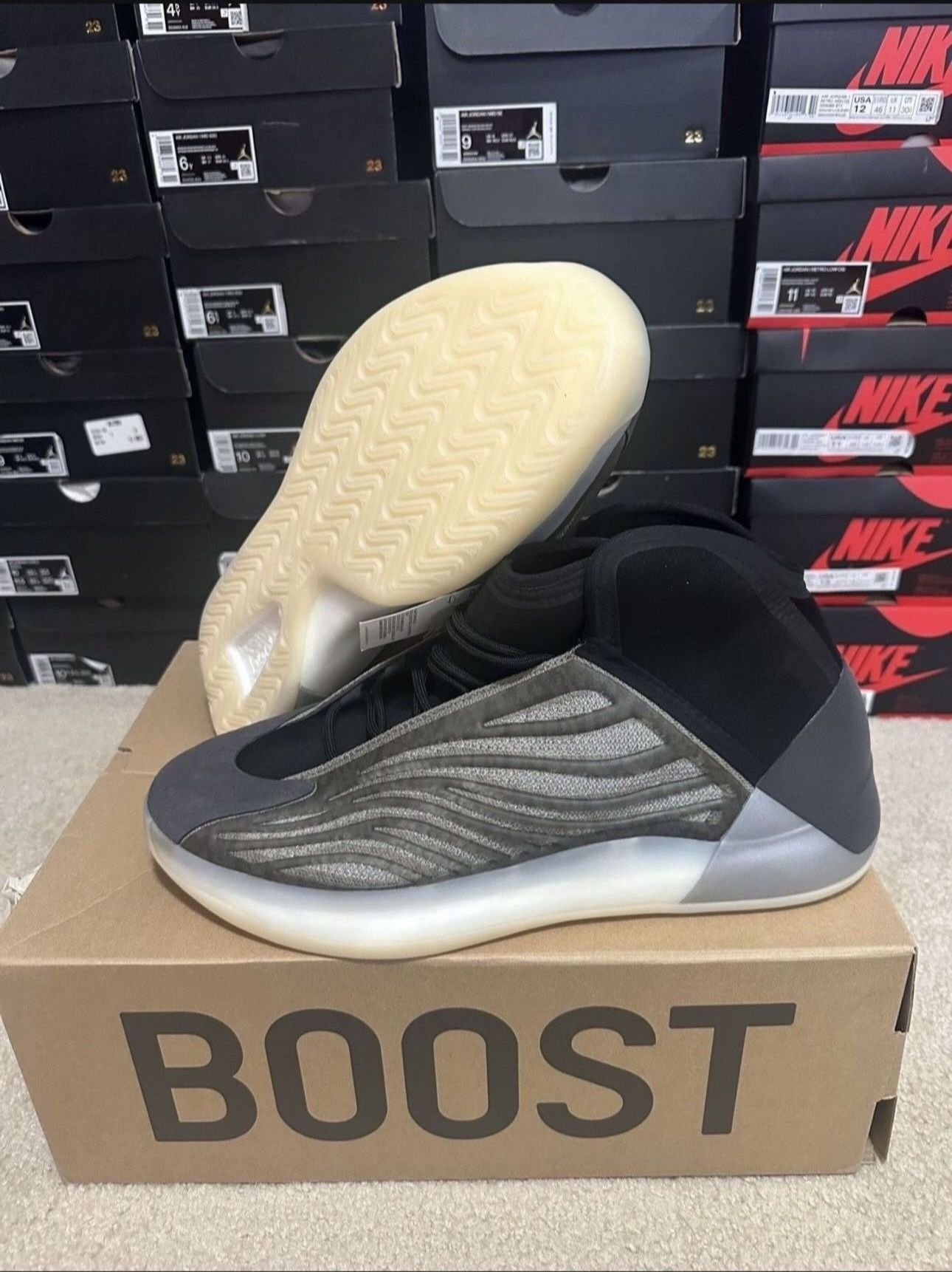 Adidas Yeezy Qntm Basketball Mens Grey Shoes H68771 Size 18 Brand New