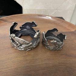 2 Sixtrres Pewter Frog Toads Votive Tealight Candle Holder 