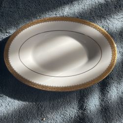 Vintage Noritake Essex Gold Porcelain Oval Serving Platter Gold Trim