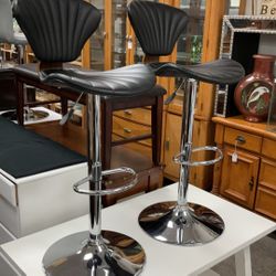 Set Of 2 Adjustable Height Rotating Bar Stools 