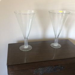 Glass Vases Hand Blown Pair