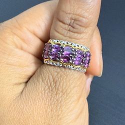 Rare Purple Garnet Sterling Silver Ring Size 6