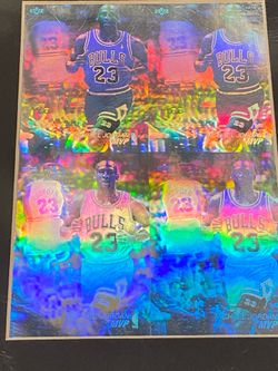 Rare Collectible Michael Jordan Framed Uncut Sheet – Upper Deck MVP Hologram Cards (1991–92)