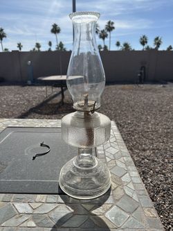 Vintage  Clear Glass Oil Lamp With Chimney