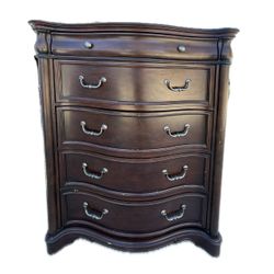 Traditional Dark Wood Tall Dresser / Chest of Drawers
