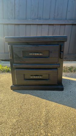 Black Wood 2-Drawer Nightstand