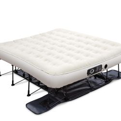 Ivation EZ-Bed (King) Air Mattress with Deflate Defender™ Technology Dual Auto Comfort Pump and Dual Layer Laminate Material - AirBed Frame & Rolling 