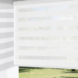 ChrisDowa Cordless Zebra Blinds for Windows, Light Filtering Roller Shades, 25" W x 72" H, White, Dual Layer, Light Control for Day and Night, Free-St