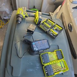 Ryobi Drill And Bit Set With Two Batteries