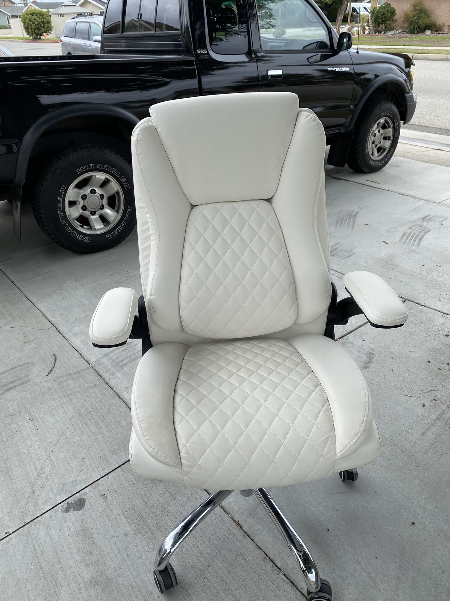Office chair, executive style, leather adjustable. OBO