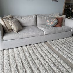 Light Beige Fabric Sofa 102”
