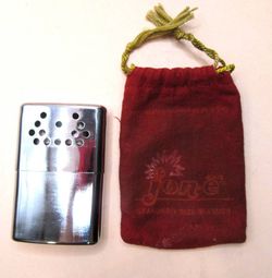 Vintage Jon-E Hand Warmer with Original Red Flannel Pouch