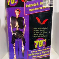 Halloween 70" PIRATE SKELETON Animatronic Talking Prop Works