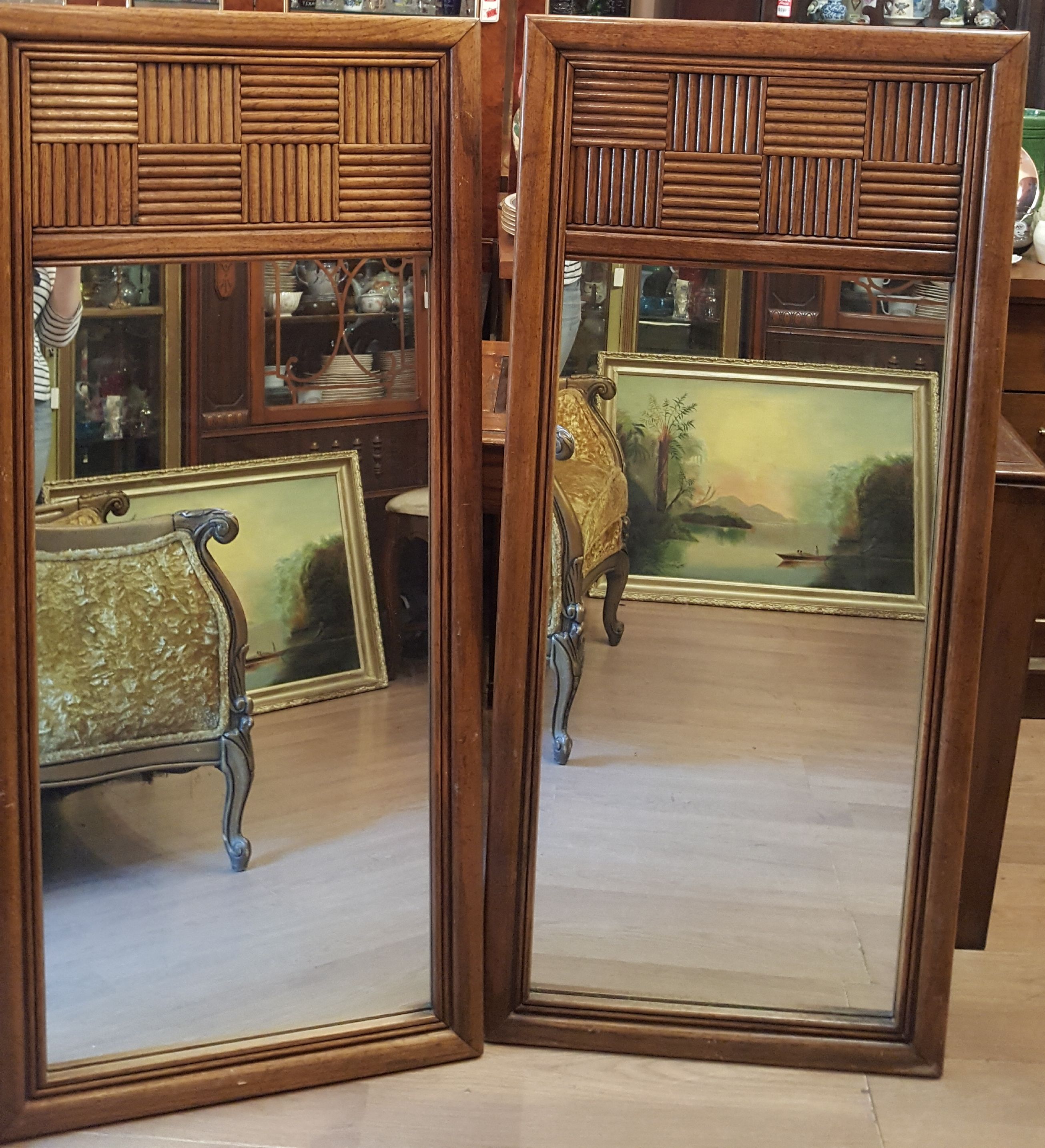 2 Mid Century Modern Dixie Mirrors Plate by Lenoir.$87 Each 22"L×48"H