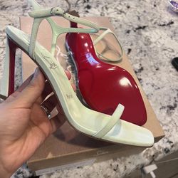 Christian Louboutin CONDORA 85 Suede Ankle Strap Strappy Sandal Heels Shoes size 37.5.