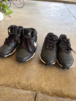 Size 10 Kids Nike Air Jordan 1 Mid and Under Armour Cleats Bundle