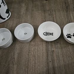 Set Of 4 New Cat Bowls