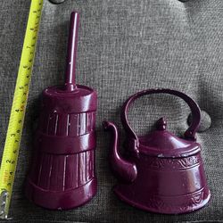 Vintage Metal Kettle And Butter Turner Wall Decor