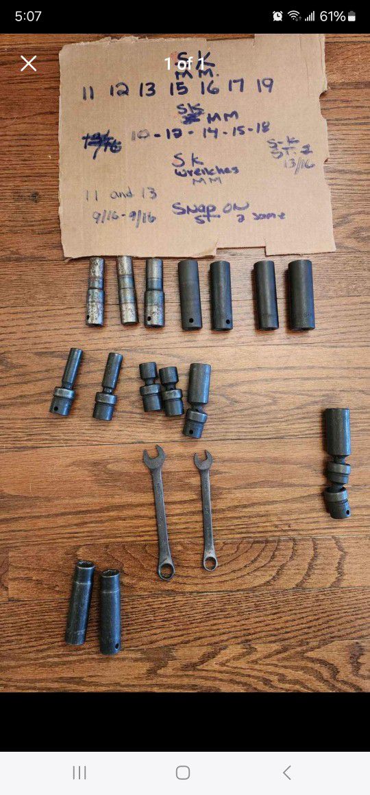 Sk ,socket MM,15,2 Snap On Same Size,total 17 Pieces. 
