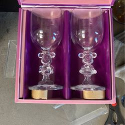 Vintage Mickey And Minnie Pair Glass Set 