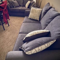 Couch Set - Grey Loveseat and Sofa (CLEAN, Light Use)
